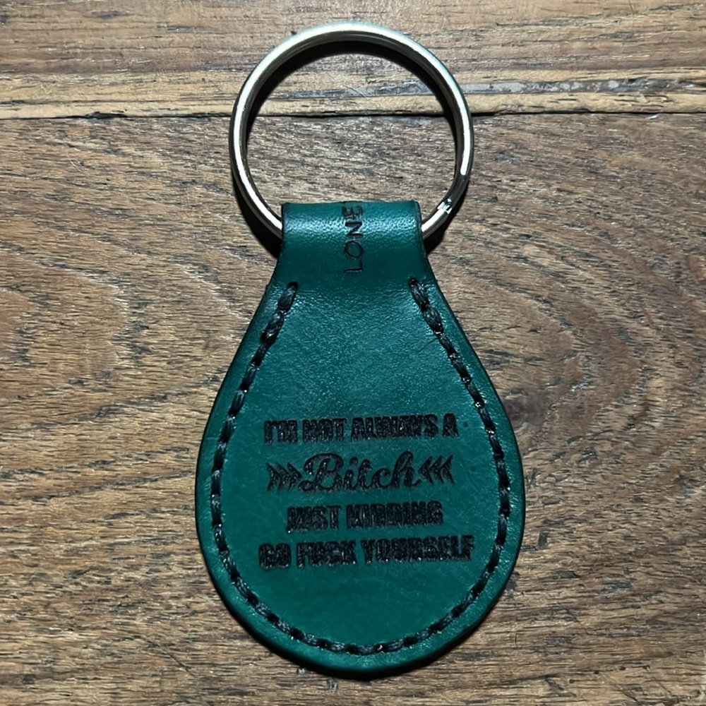 Hand Crafted Handmade Laser Cut Hand Finished Leather Double Sided Keychain